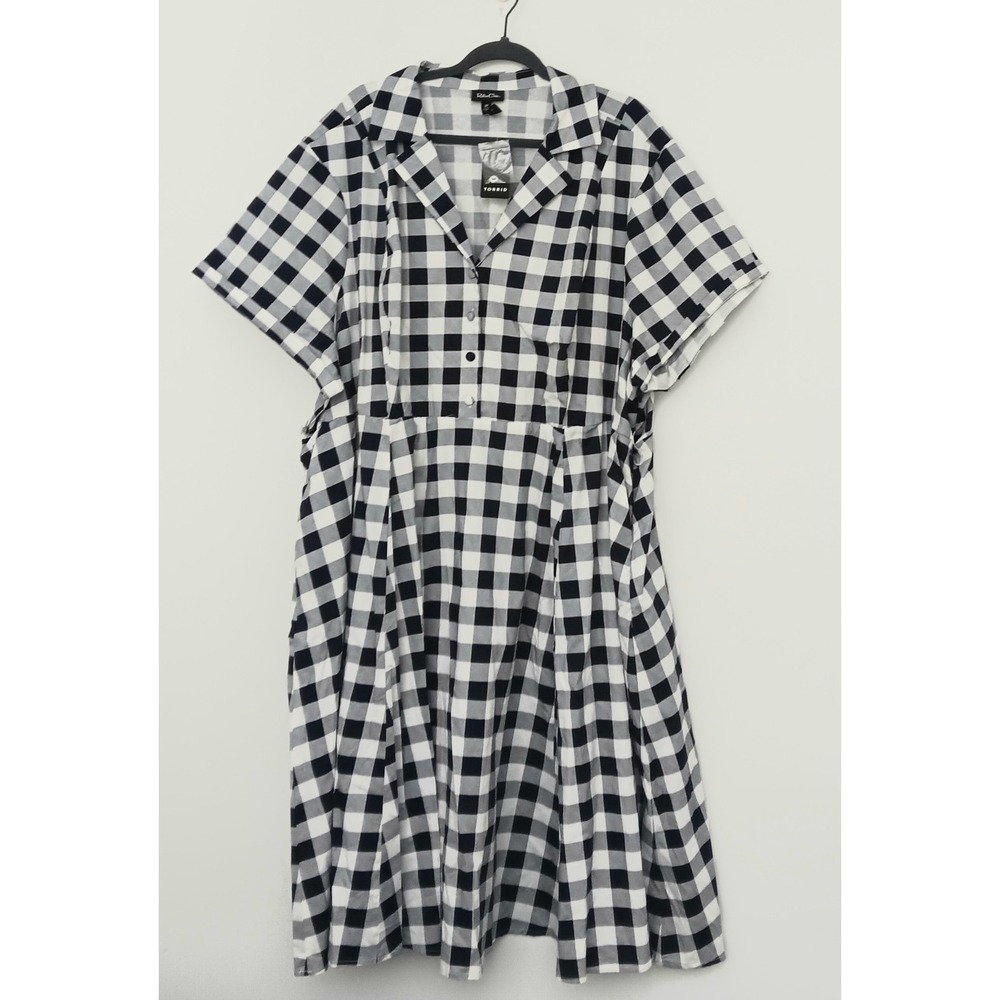 Torrid Retro Chic Dress Women's Size 30 Midi Poplin Swing Gingham Rockabilly - Picture 2 of 16
